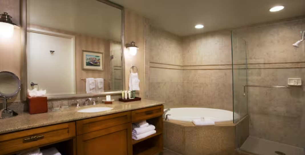 Disney's Paradise Pier Hotel Newport Suite 1-2 Bedrooms Bathroom with Shower and Soaking Tub