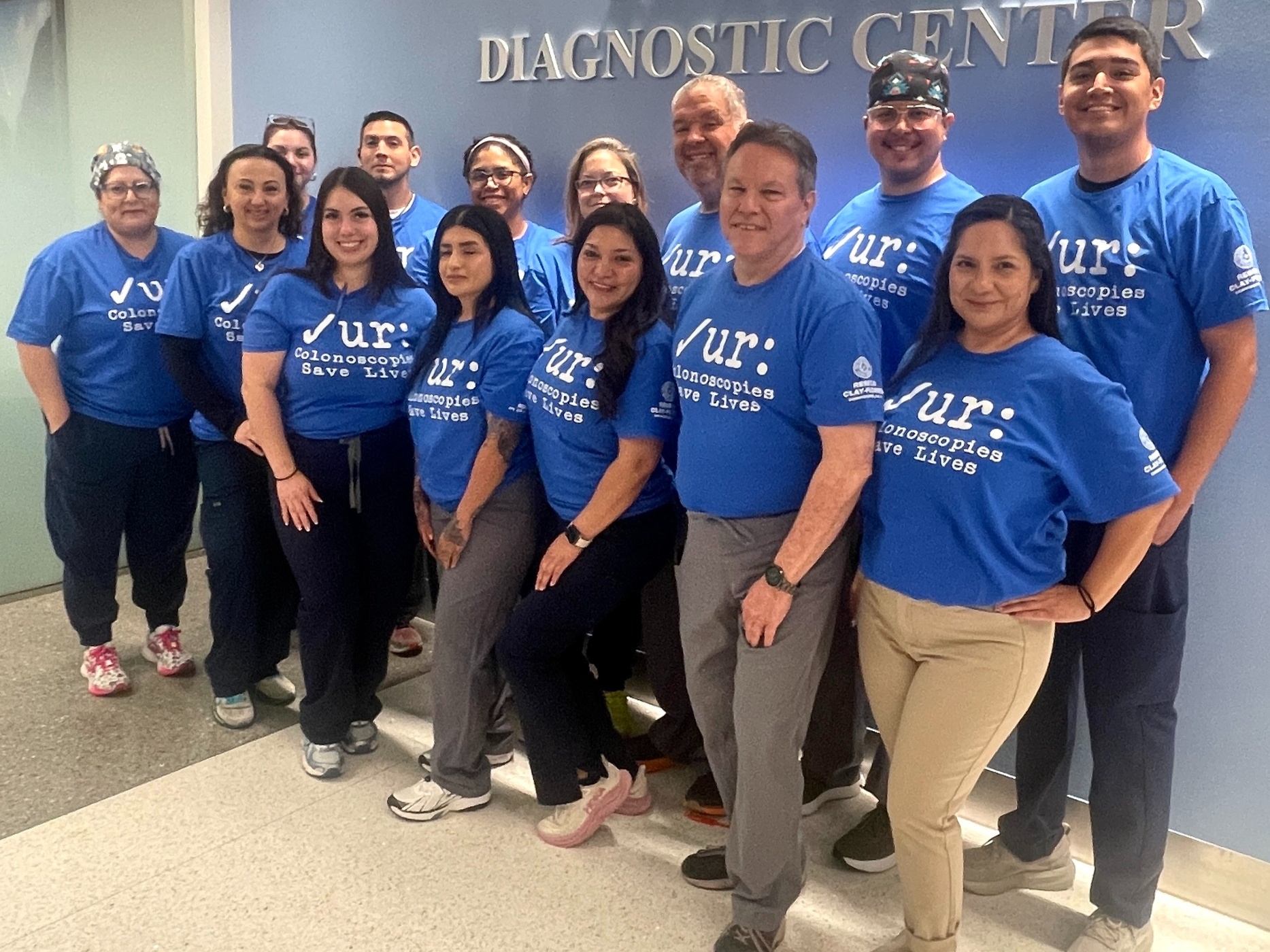 Advanced Diagnostic Center gastroenterology team members on Wear Blue Day to promote colon cancer awareness