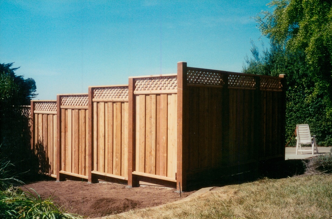 Tall wood privacy fence installed around a backyard to create a secure and private outdoor space.