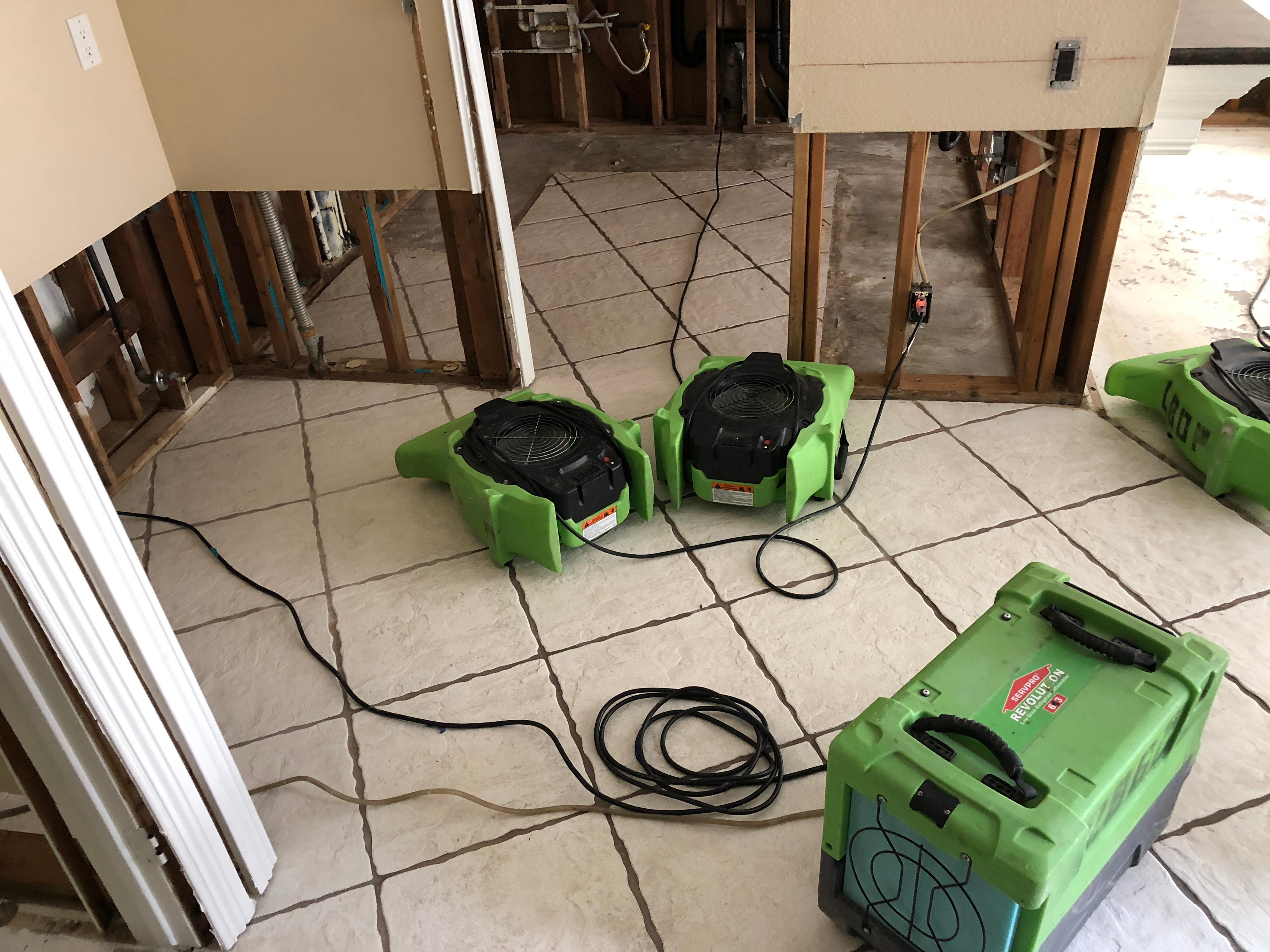 Got the SERVPRO equipment up and running after a residential water loss.