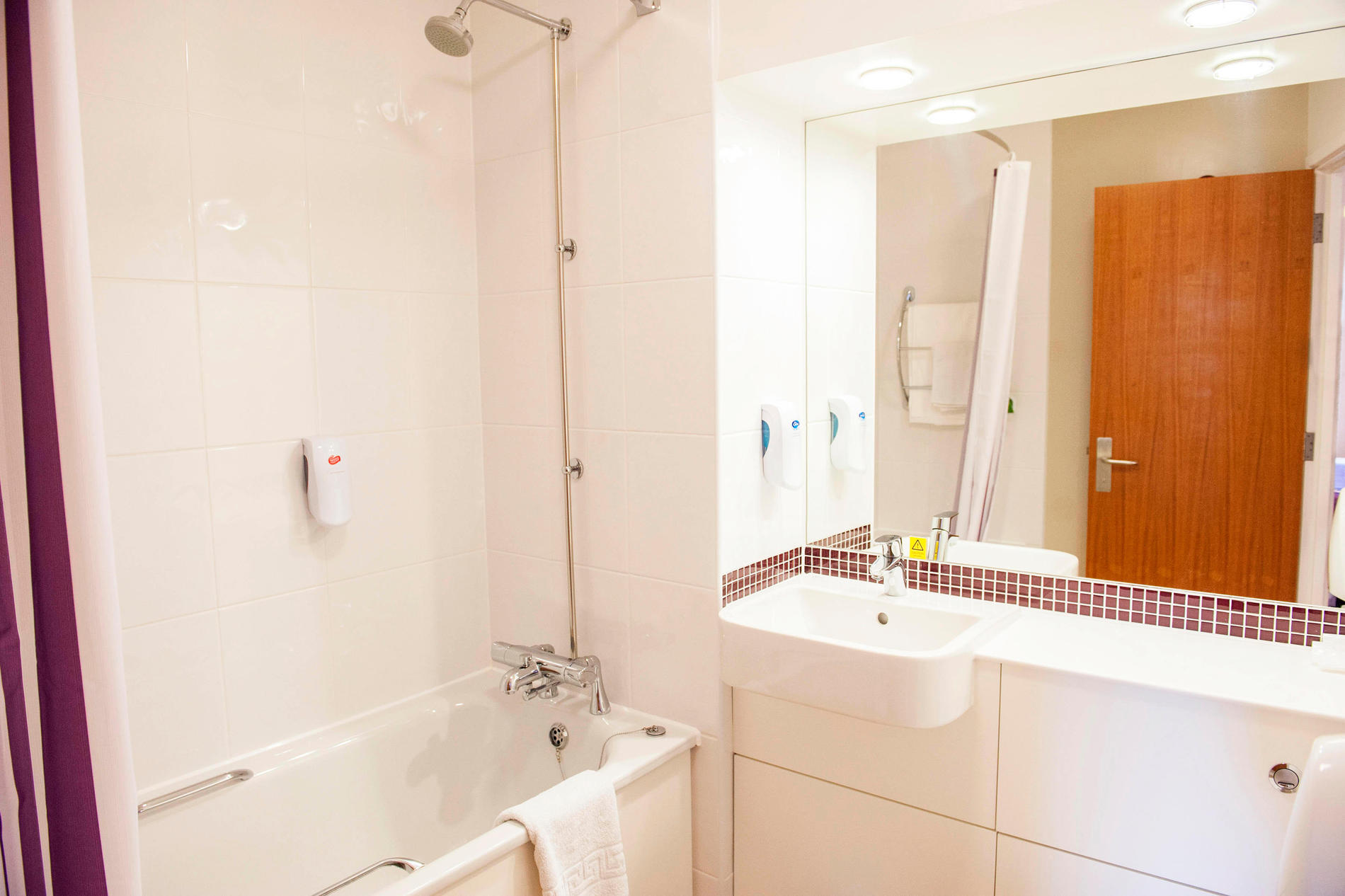 Premier Inn bathroom with bath and shower Premier Inn bathroom with bath and shower