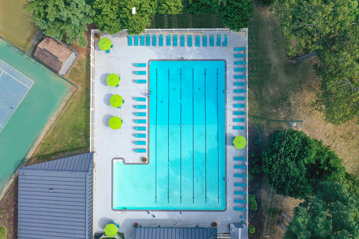 Our Olympic-size swimming pool, as seen from overhead