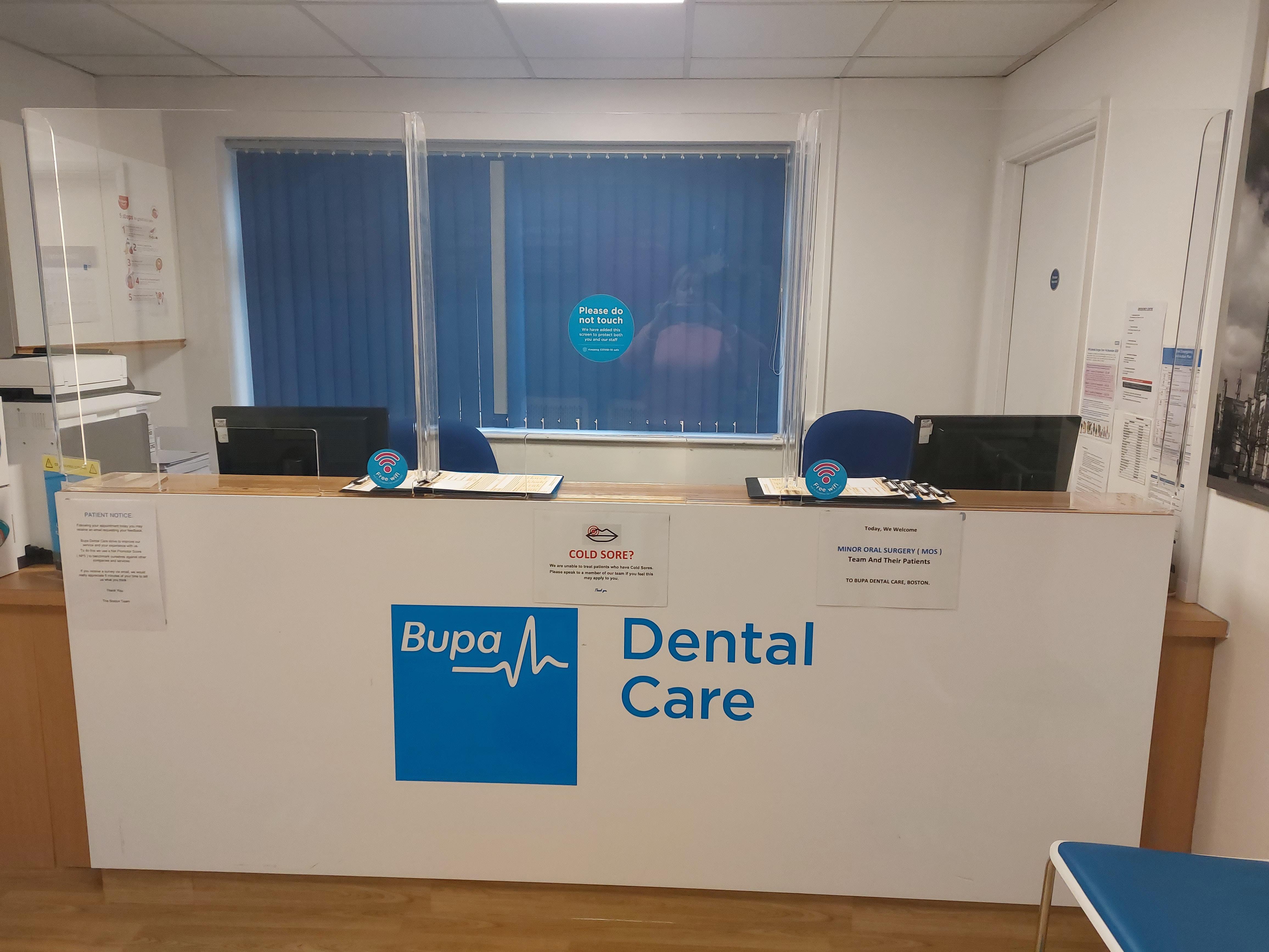 A warm welcome from reception awaits all patients Bupa Dental Care Boston Boston 01205 362391