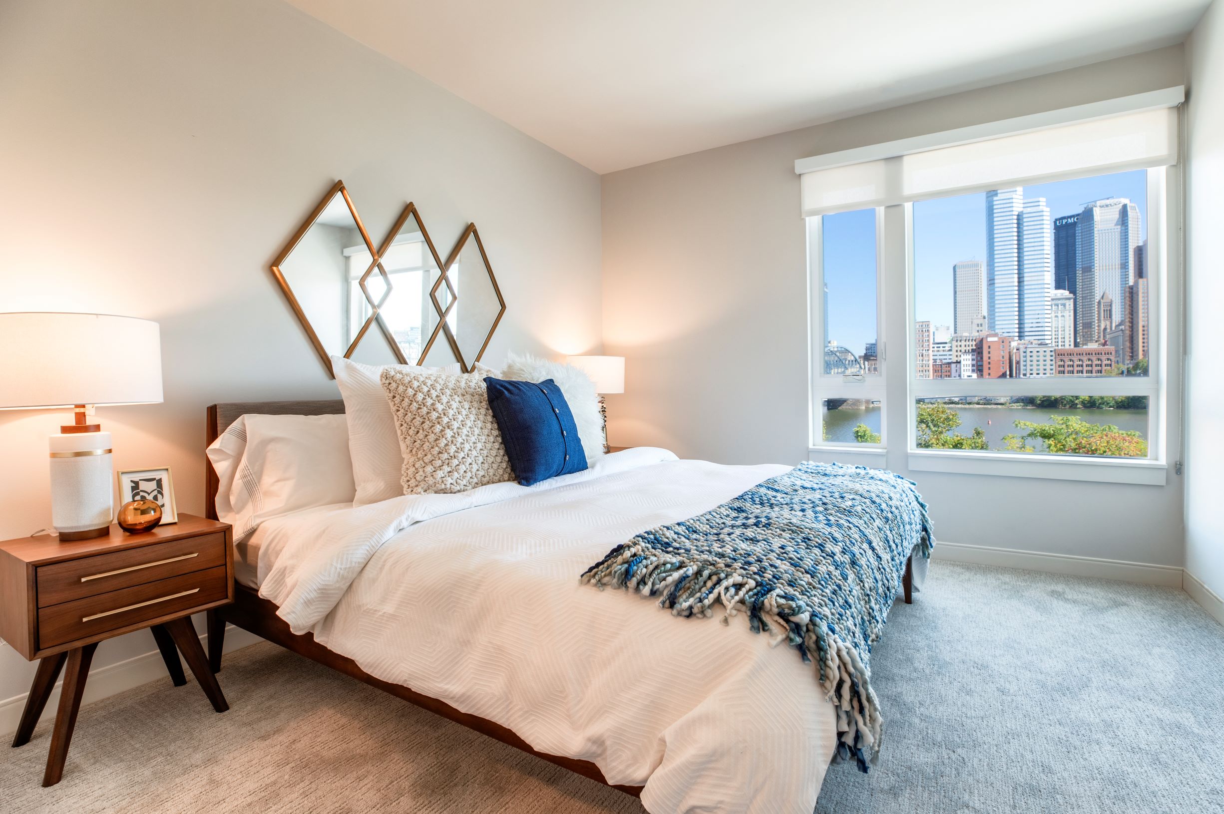 Spacious bedrooms with sweeping cityscapes