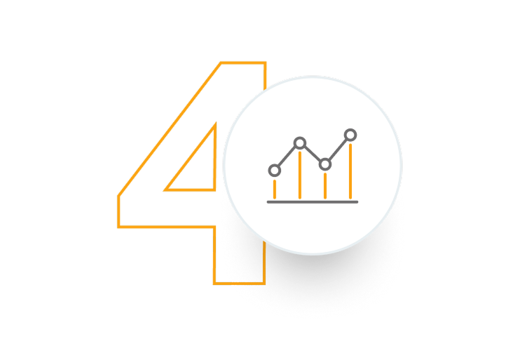 Number 4 with uptrend graph.