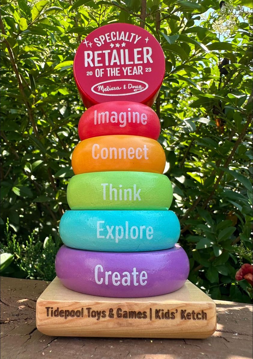 We are very honored that our stores, Tidepool Toys & Games and Kids’ Ketch, have been selected as the Melissa and Doug “Retailer of the Year”! We have had a great collaboration with this company for over 13 years allowing us to share many of these creative, high quality toys with our customers. A big “thank you” goes out to our team of employees and sales reps for your hard work and dedication. Also, we want to thank our customers who have supported our business throughout the years!