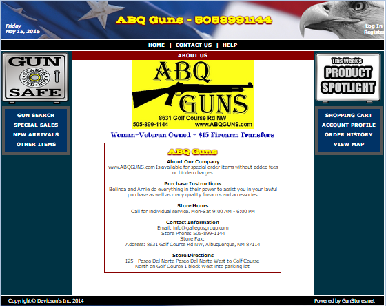 ABQ GUNS ONLINE DAVIDSON'S WEB STORE