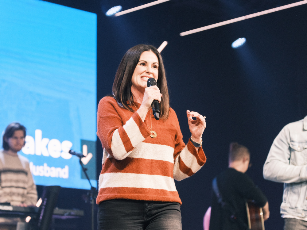 Woman speaking at Church on the Move in Broken Arrow, Oklahoma