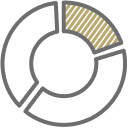 Segmented circular chart icon.