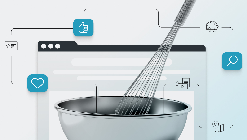 mixing bowl representing components of a website