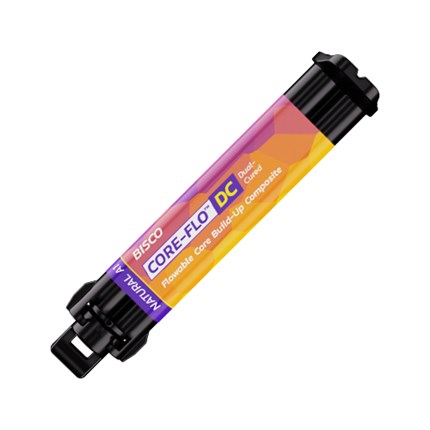 CORE-FLO DC is a dual-cured core material that is dispensed with an auto-mix dual-syringe dispenser. CORE-FLO DC is ideal for core build up, post cementation, and as a dentin replacement material. CORE-FLO DC’s superior compressive and flexural strength offers the clinician reliability and durability when fabricating direct restorations. In a simplified technique, the clinician can cement the post and build-up the core with one single application. CORE-FLO DC is radiopaque and available in two aesthetic shades, Natural/A1 and Opaque White to meet all of your direct and indirect restorative requirements.