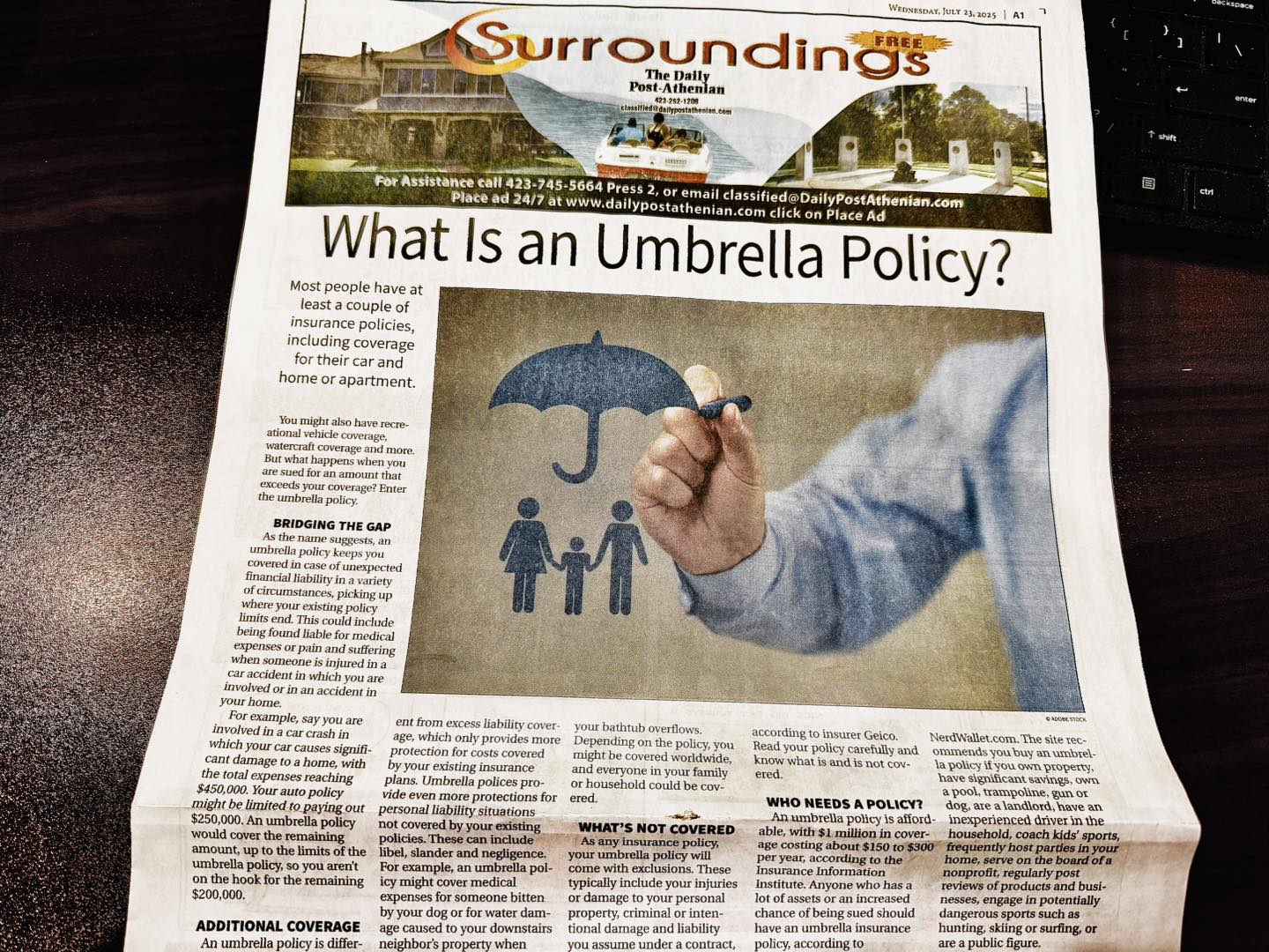 Great article by the DPA! A Personal Liability Umbrella policy is one of the most important policies you can carry. It keeps your money in your pocket in the event of an injury due to a car wreck or if somebody gets hurt on your property. They are very inexpensive for the amount of coverage you get. Shoot me a message if you have questions! #markridenstatefarm 
#likeagoodneighborstatefarmisthere