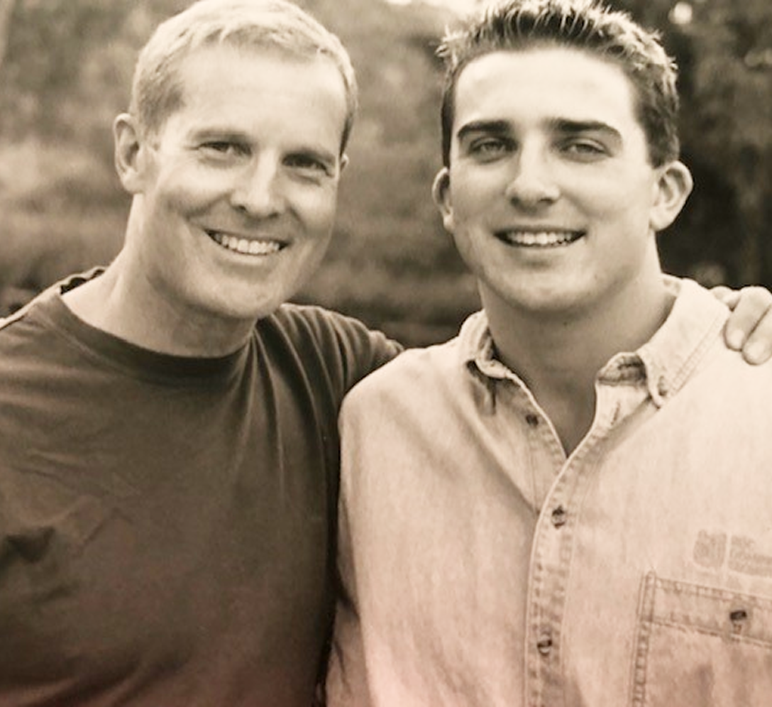 Peter Partridge smiling with his dad, Peter Partridge Sr.