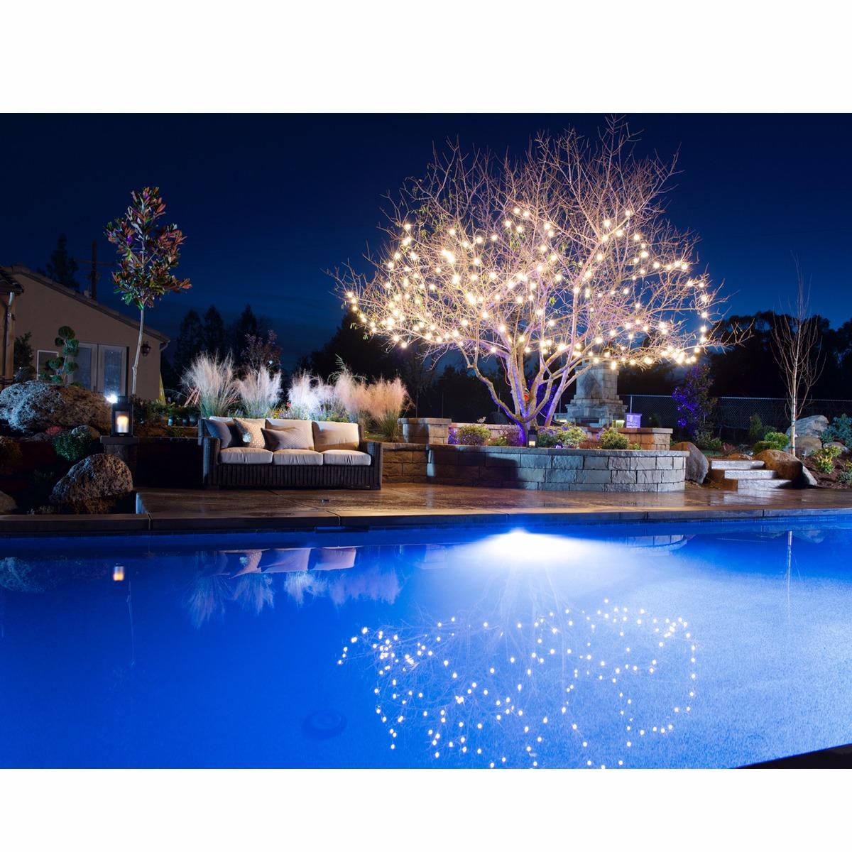 custom pool with LED lighting