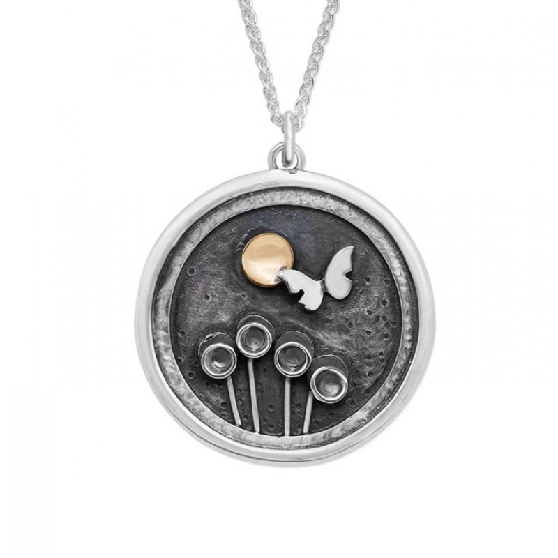 Handmade Sterling Silver Designer Moon and Butterfly Necklace Autumn and May London 020 8293 9361