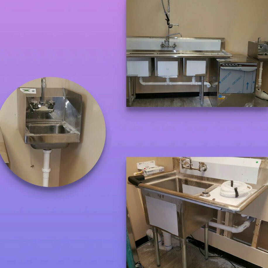 New restaurant sinks installed in new restaurant.
