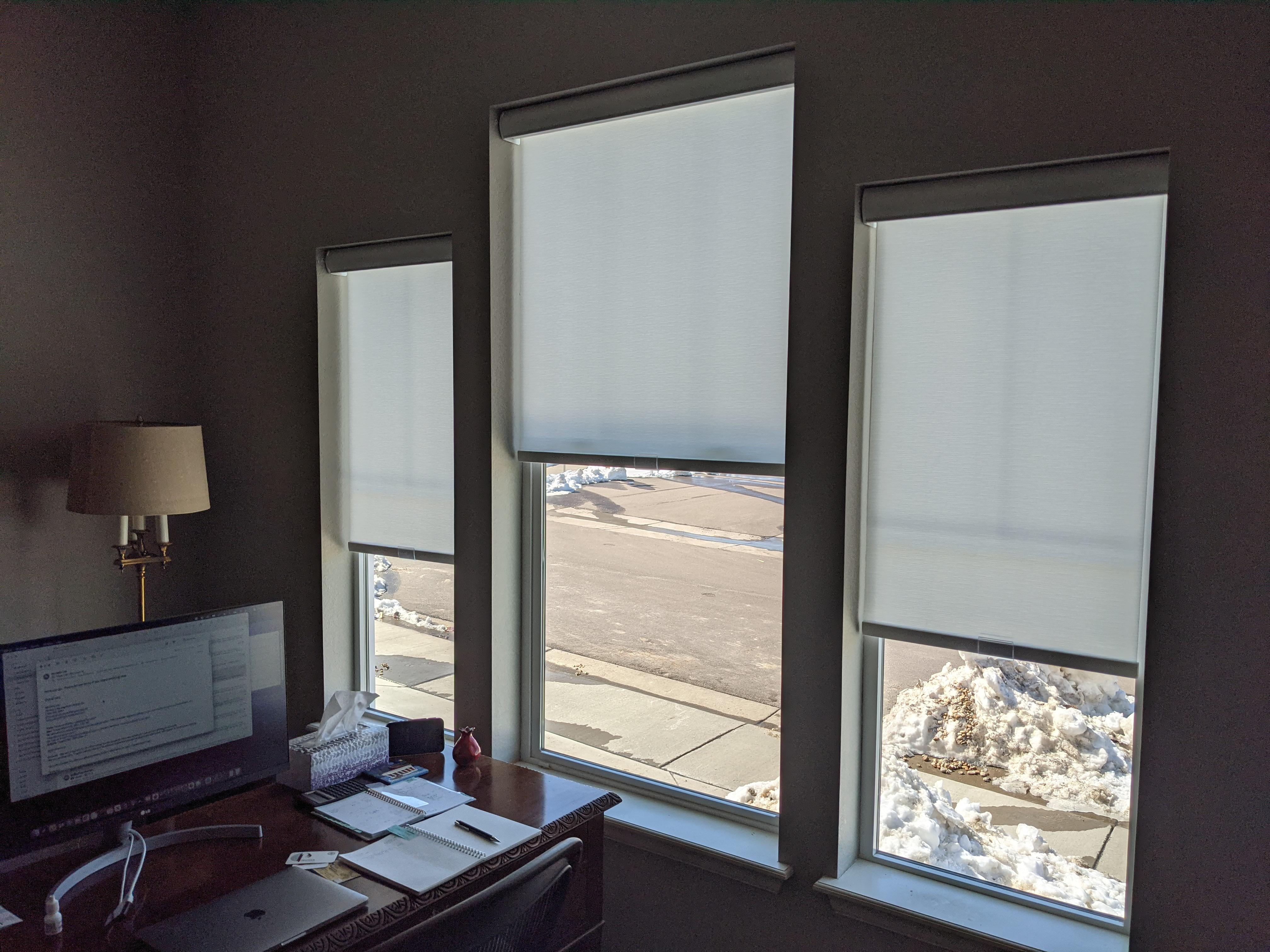 Inspired Shades Roller shades in a home office in Castle Rock