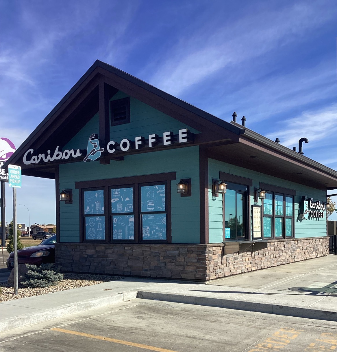 Storefront of the Caribou Coffee at 3209 Weiss Ave. in Bismarck