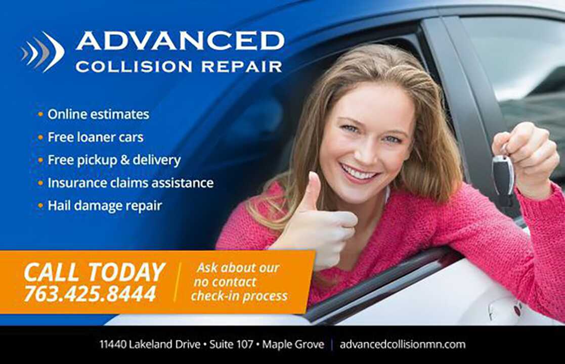 Advanced Collision Repair can assist you with online estimates, free loaner cars, free pickup and delivery, insurance claims assistance, and hail damage repair. Call in today at 763.425.8444!