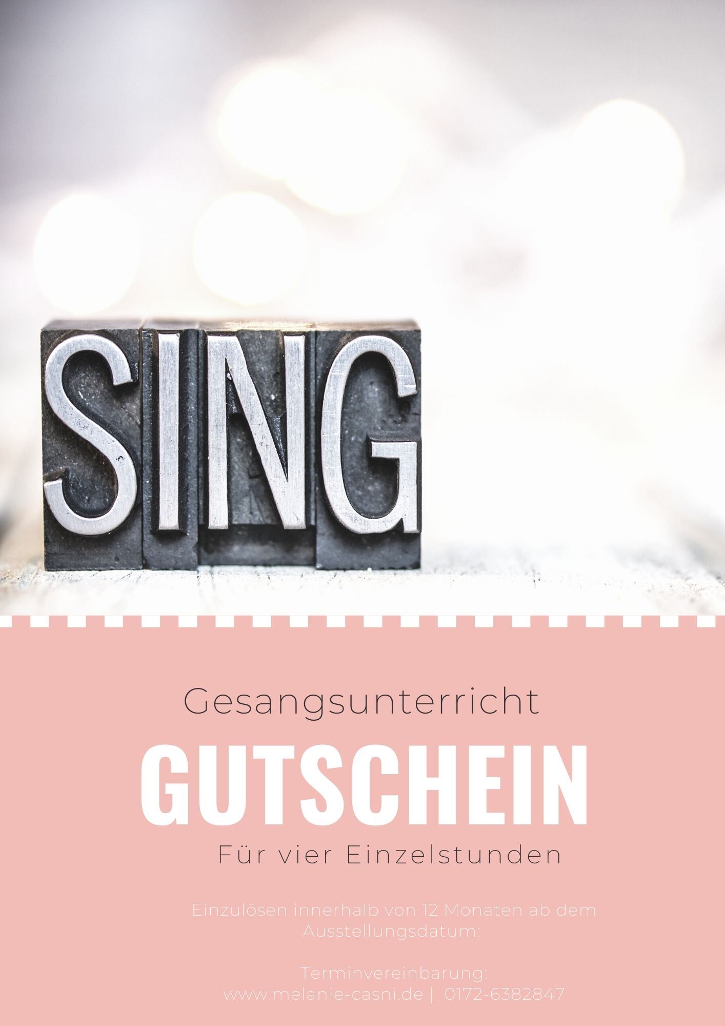 Geschenk - Gutschein Gesangsunterricht Ludwigsburg