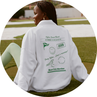 Woman wearing OFFLINE by Aerie sweatshirt.