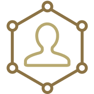 Silhouette with interconnected lines icon.