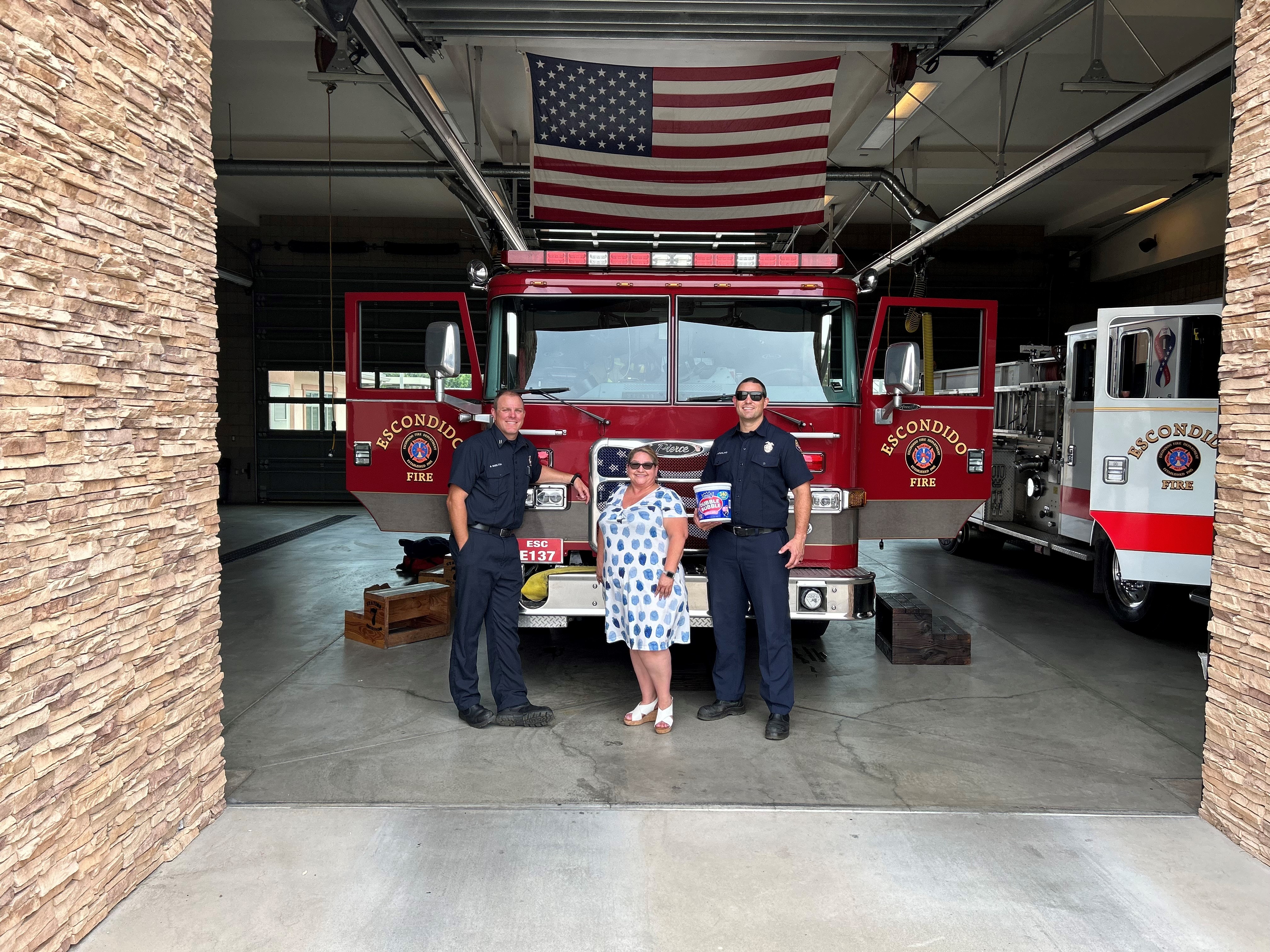 Practicing fire safety at the fire station!