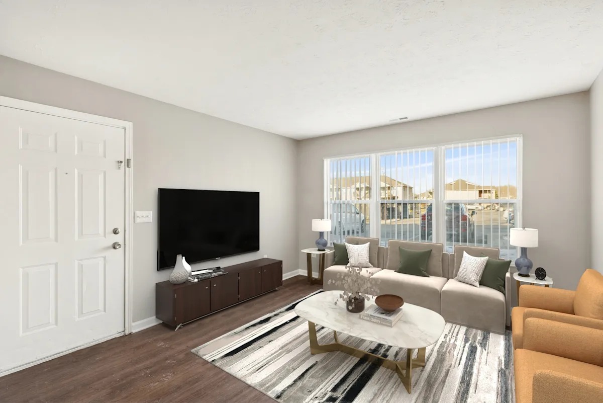A living room with a flat screen TV