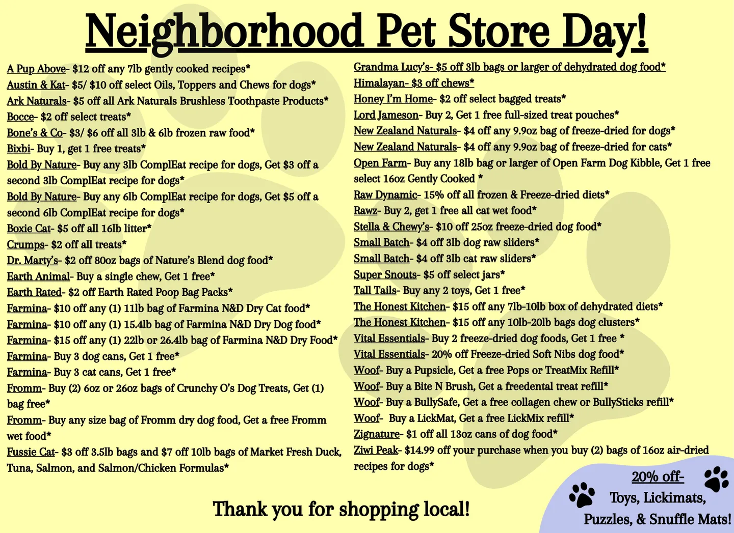 Image of Local Pet Event Neighborhood Pet Store Day SALE-Saturday, September 27th Nearby