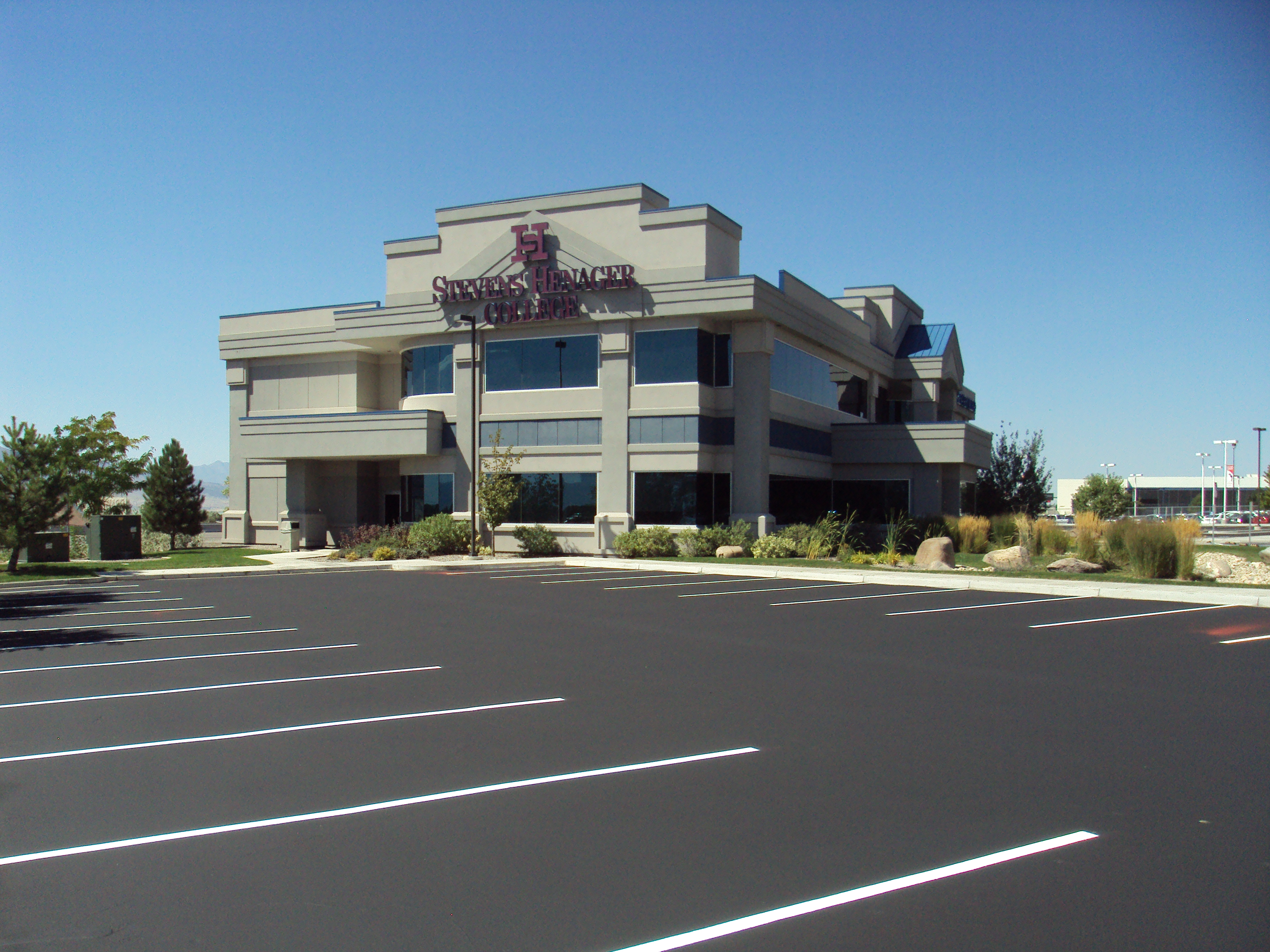 Large commercial parking lot paving and striping completed by Eckles Paving serving Cache Valley Utah
