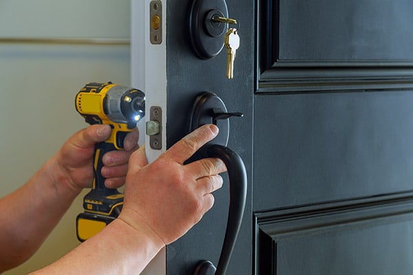 This image features our residential fresh installation door lock set service provided by AAA&B Locksmith LLC. We ensure high-quality installations for enhanced home security.