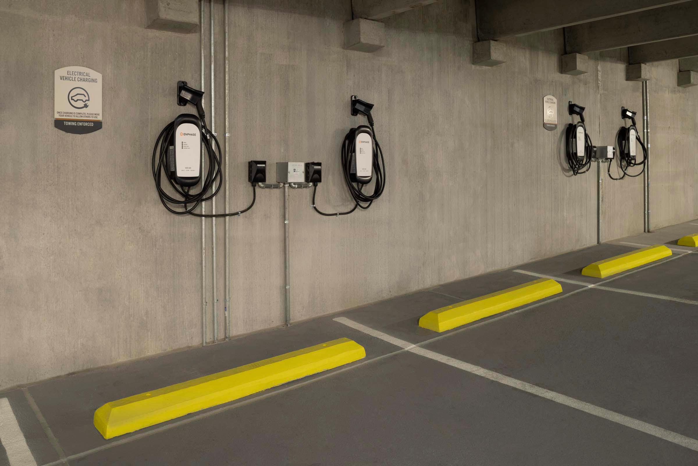 EV charging stations located in the resident parking garage