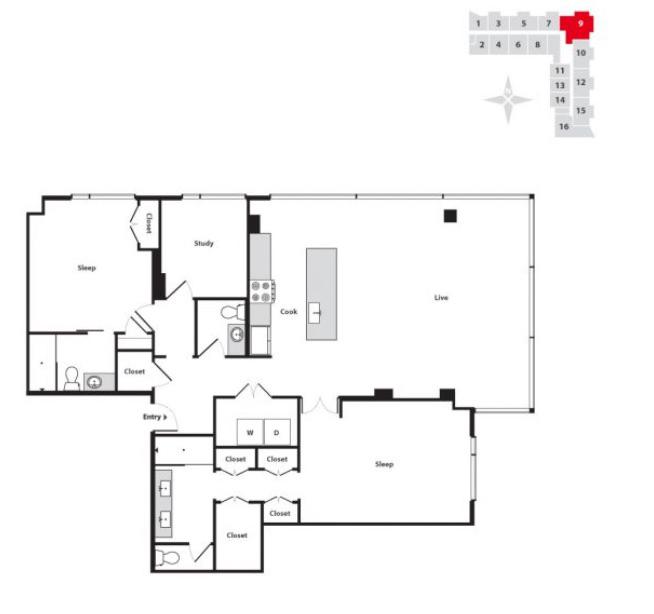 Seven at Broadway 2 Bedroom Apartment Floor Plan