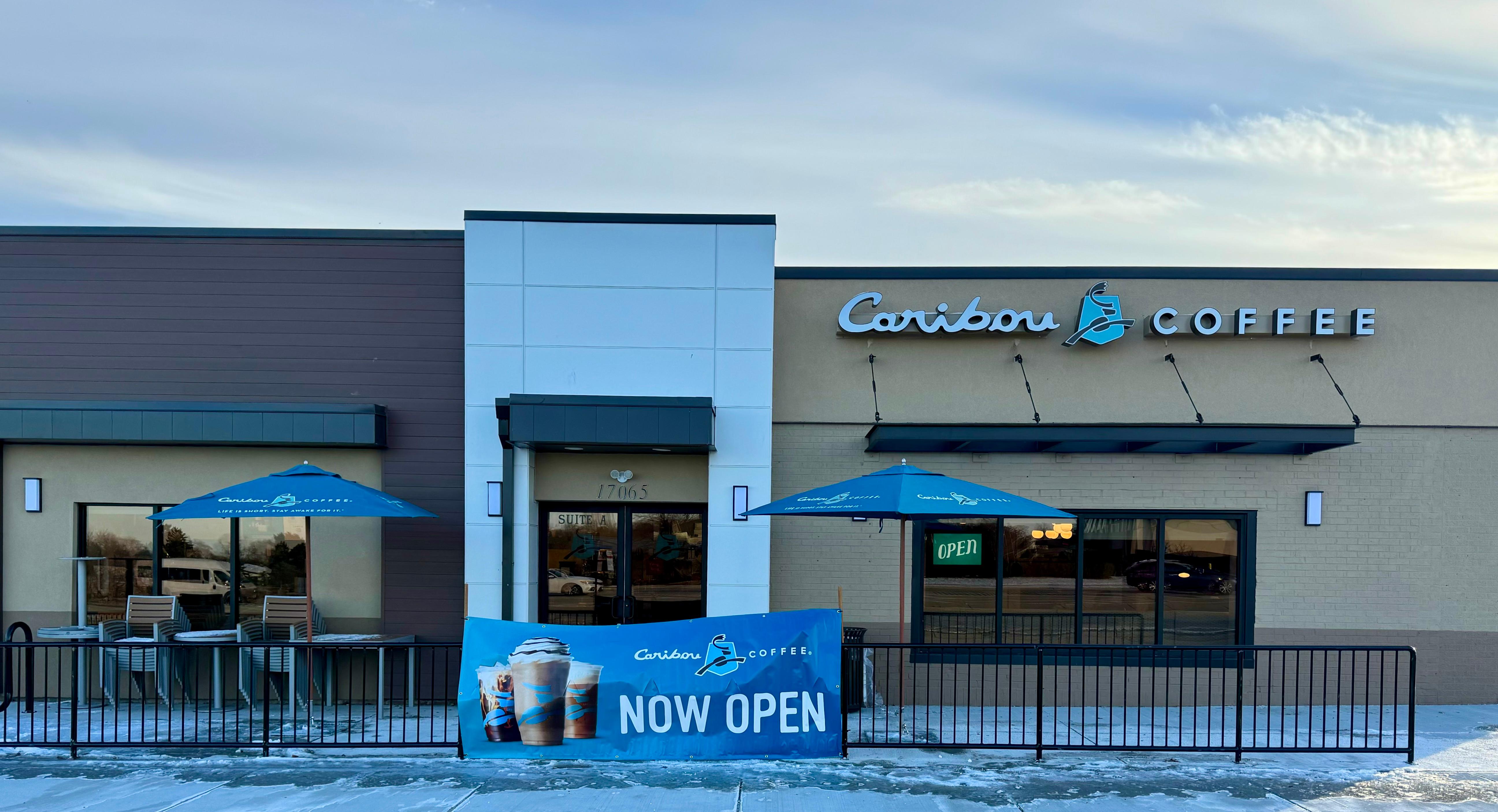 Storefront of the Caribou Coffee at 17065 Capitol Drive in Brookfield