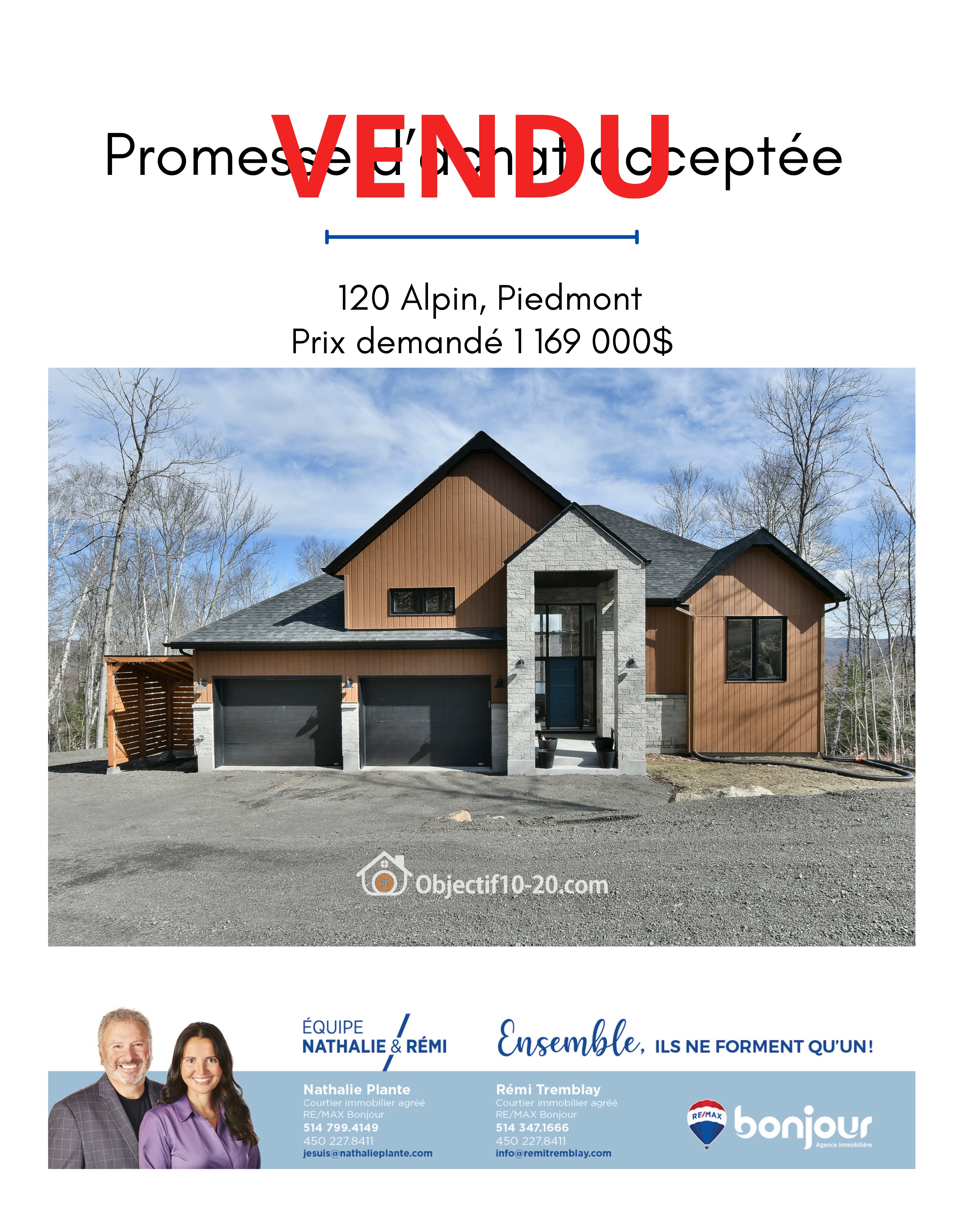 Images Nathalie Plante et Rémi Tremblay, RE/MAX Du Cartier Bonjour - Courtiers immobiliers inc. agréés, DA. Saint-Sauveur