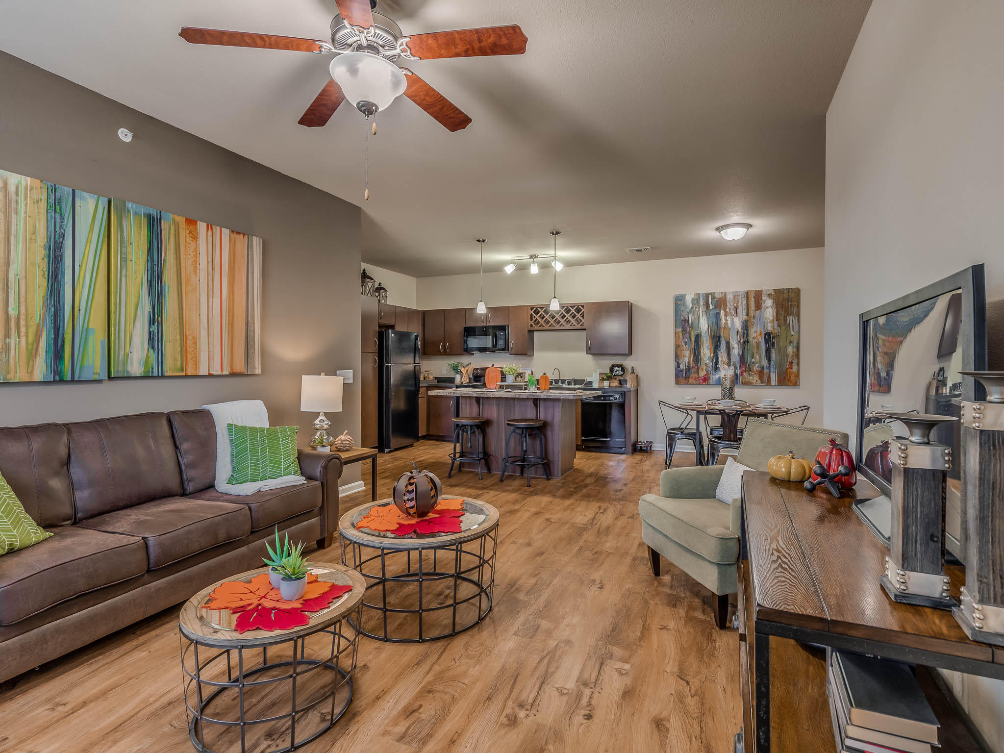 Open-Concept Living Room, Kitchen & Dining Area