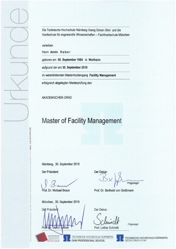Master Facility Management - Huber Fm München