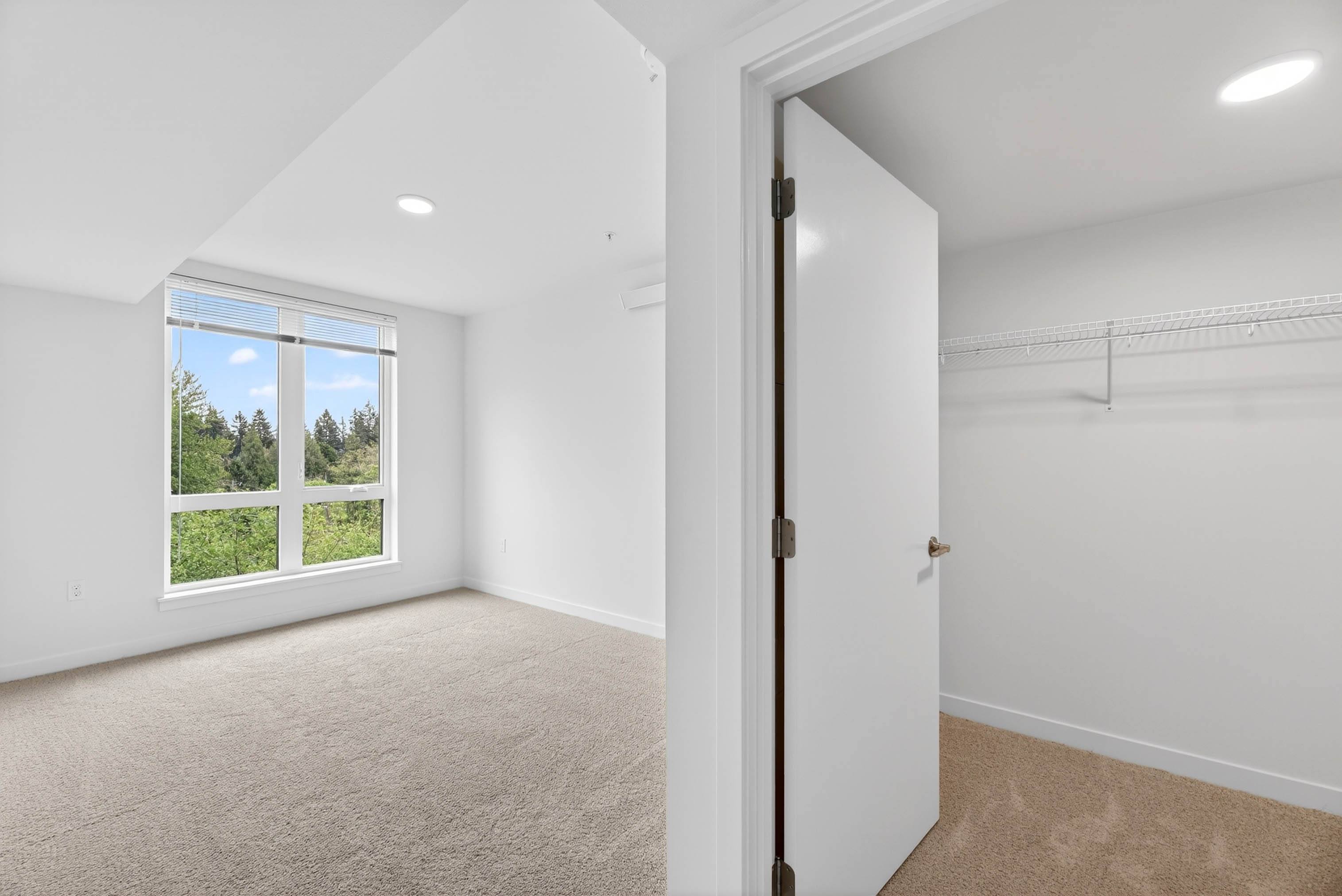 Bedroom area with closet view