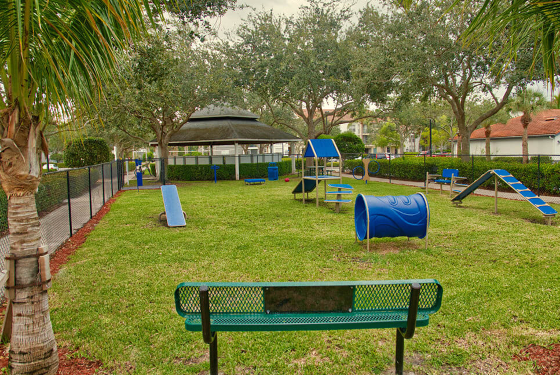Off-leash Dog Bark Park with Obstacle Course Style Pet Play Areas