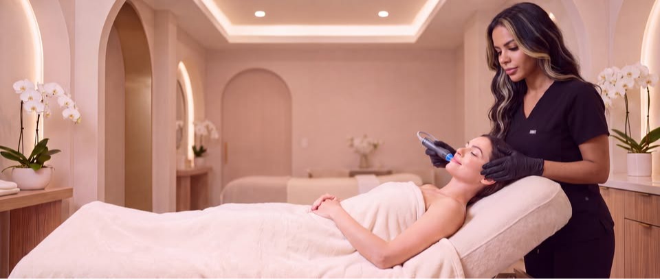 Client receiving a personalized aesthetic treatment in a comfortable private treatment room at Grace MedSpa & Body Solutions in Austin, Texas.