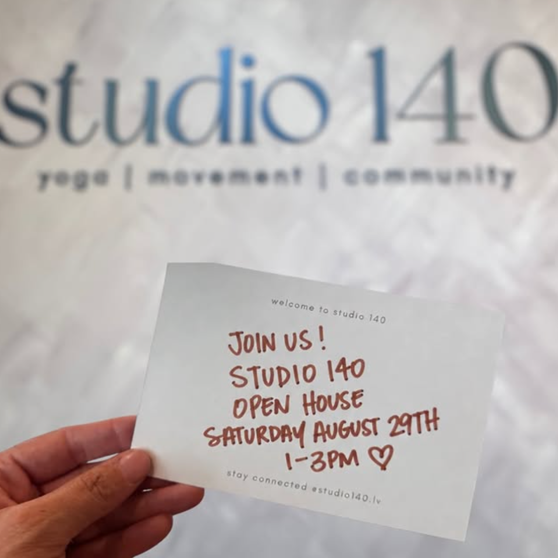 Studio 140 is hosting an Open House on Saturday, August 29 from 1 to 3 PM! Stop by to tour the studio, meet the team, and learn more about upcoming classes and events.