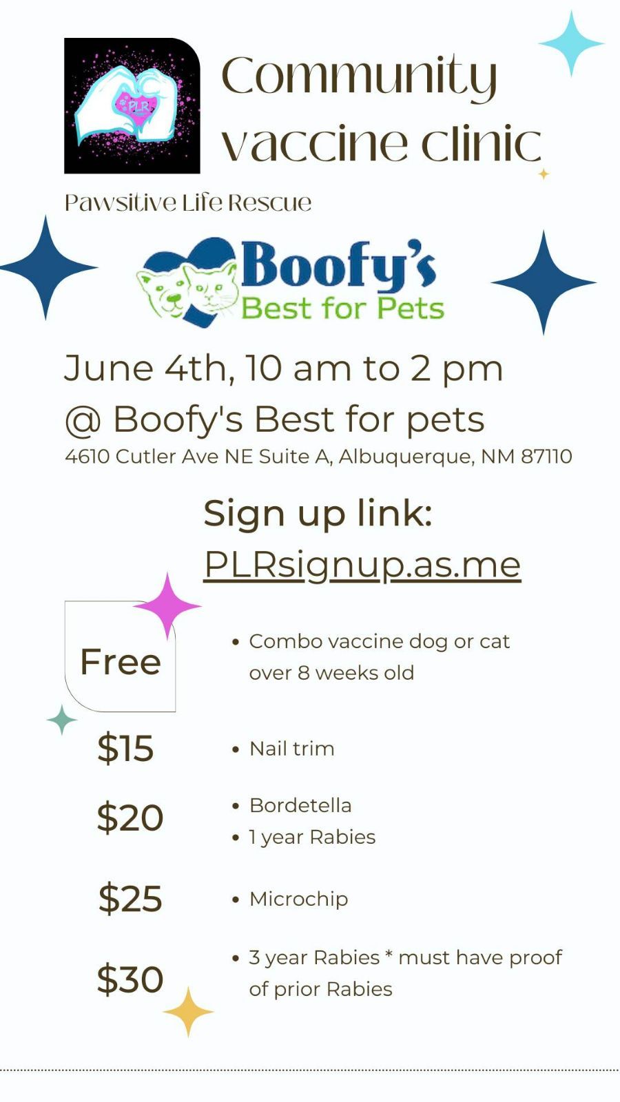 LowCost Community Vaccine Clinic Boofy's Best For Pets