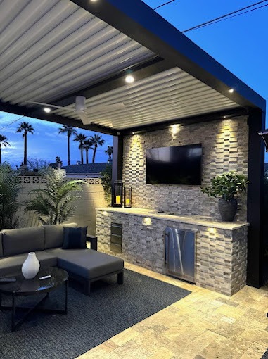 ✨ Complete Custom Backyard Remodel with Pergola & Outdoor Kitchen in Phoenix ✨

This luxury backyard transformation in Phoenix features a custom-built pergola and a high-end outdoor kitchen, perfect for entertaining. Elegant travertine and decorative stone accents enhance the outdoor space, while lush artificial turf adds a low-maintenance, resort-style feel. A custom-designed play pool completes the setting, blending functionality with high-end outdoor living. This modern backyard remodel is designed for both relaxation and entertainment.