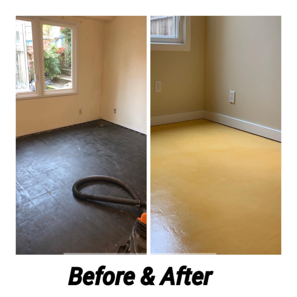 Before & After Interior Stained Basement Floor