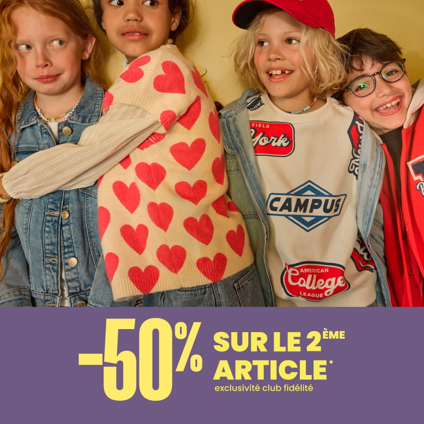🌟 La rentrée approche ! Vite, venez profiter de -50% sur le 2ème article de notre sélection ! 🎉 Offre valable uniquement pour nos membres CLUB  🛍️✨