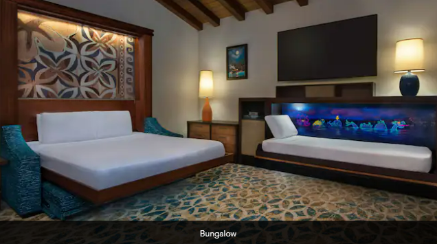 Disney's Polynesian Village Resort Bungalow 1 King Bed and 1 Queen Bed and 1 Queen-Size Pull Down Bed with 2 Single Pull Down Beds