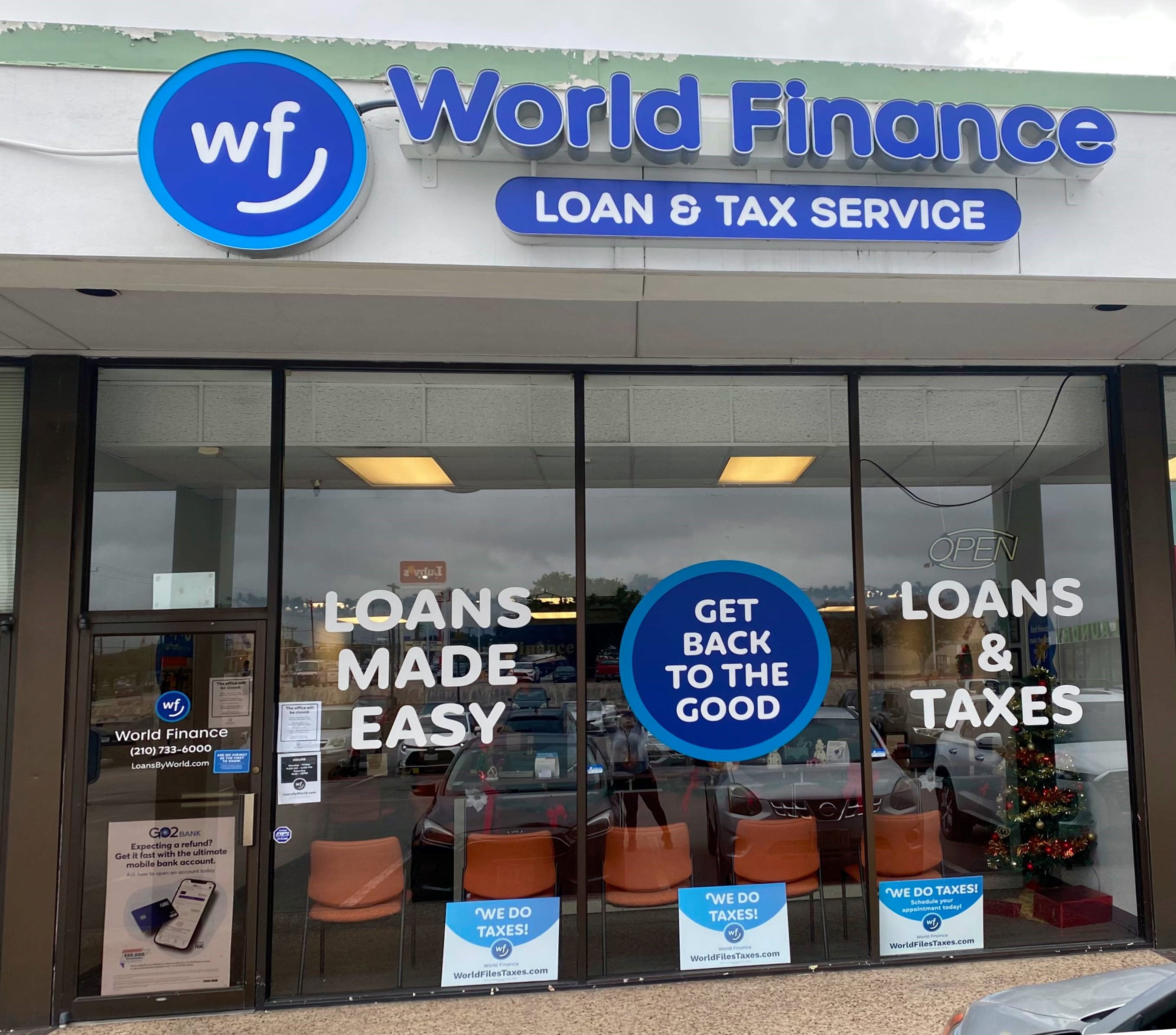 Front of Branch- Angle View World Finance San Antonio (210)733-6000