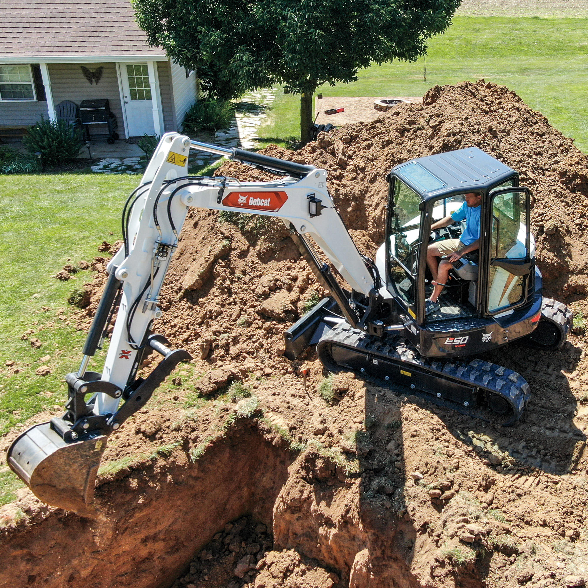 Bobcat E50 compact excavator digging
