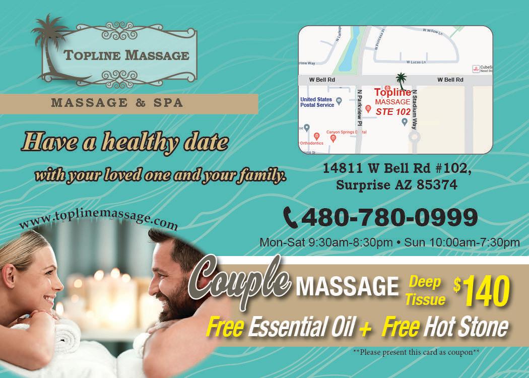 Topline Massage has many benefits. There are many different types of massage therapy
we provide for our customers
Swedish massages for relaxation; deep-tissue techniques target chronic pain, injuries.