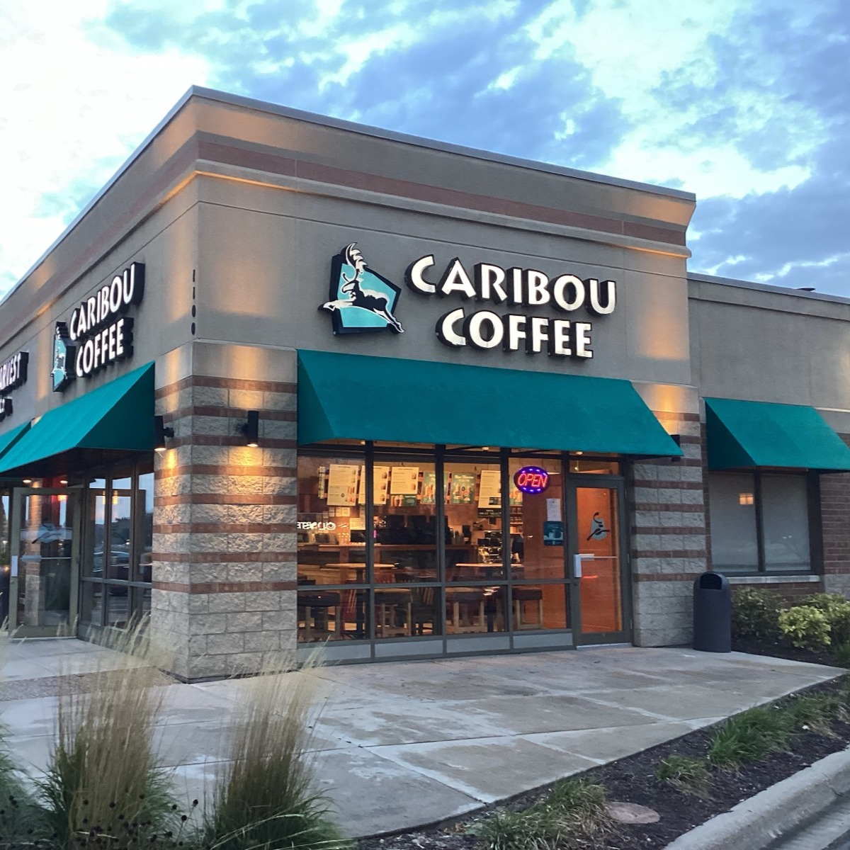 Storefront of the Caribou Coffee at 1100 East County Road 42 in Burnsville